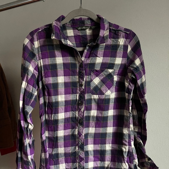Eddie Bauer flannel/plaid button up, purple Size S - Picture 1 of 5